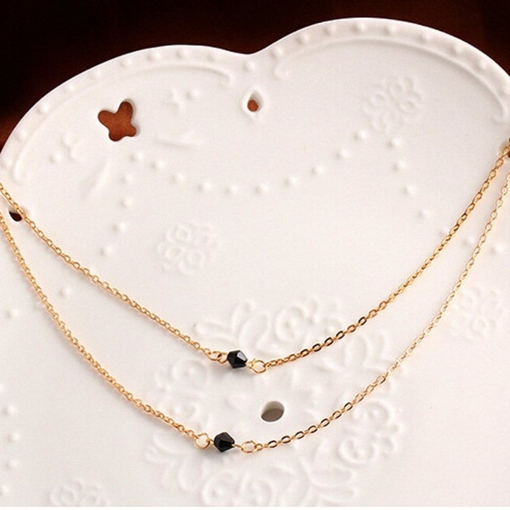 Gold Double Layered Delicate Choker Necklace | Minimalist Dainty Jewelry - Picture 2 of 3